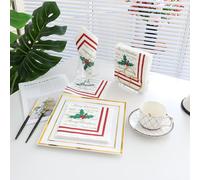 Lot de 20 serviettes de table double épaisseur avec Père Noël, renne, sapin de Noël, 33 x 33 cm, thème des vacances, inspiration classique (arbres de Noël A)