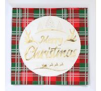 Lot de 20 serviettes de table double épaisseur avec Père Noël, renne, sapin de Noël, thème des vacances, inspiration classique (Merry Christmas D) - 33 x 33 cm