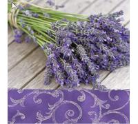 Lot de 20 serviettes de table en bois Motif bouquet de lavande 33 x 33 cm