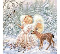 Lot de 20 serviettes de table en forme d'ange dans la forêt enchantée pour enfants et adultes 33 x 33 cm