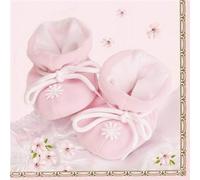 Lot de 20 Serviettes de Table en Forme de Chaussures sur Rose pour fête de bébé, baptême ou Anniversaire d'enfant 33 x 33 cm