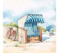 Lot de 20 serviettes de table en forme de vélo sur fauteuil-cabine de plage - Motif marin - 33 x 33 cm