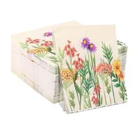 Lot de 20 serviettes de table en papier à motif floral, pour goûter, ne se déchire pas facilement, papier à motif de fleurs sauvages, doux pour la peau, résistant à la décoloration