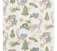 Lot de 20 serviettes de table en papier avec motif cerfs de Noël autour des étoiles et des arbres - En matériau recyclé écologique et durable - 33 x 33 cm