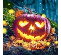 Lot de 20 serviettes de table en papier avec motif citrouille d'Halloween la nuit 33 x 33 cm