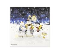 Lot de 20 serviettes de table en papier avec motif de bonshommes de neige chantant le soir Convient également pour le découpage et la technique des serviettes 33 x 33 cm