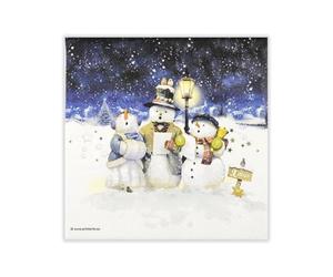 Lot de 20 serviettes de table en papier avec motif de bonshommes de neige chantant le soir Convient également pour le découpage et la technique des serviettes 33 x 33 cm
