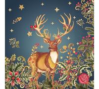 Lot de 20 serviettes de table en papier avec motif de cerf sur ornements floraux - Conviennent également pour le découpage et la technique des serviettes - 33 x 33 cm