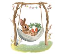 Lot de 20 serviettes de table en papier avec motif de lapin dans un hamac Convient également pour le découpage et la technique des serviettes 33 x 33 cm