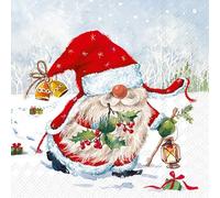 Lot de 20 serviettes de table en papier avec motif de Noël et gnom pressé Convient également pour le découpage et la technique des serviettes 33 x 33 cm