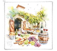 Lot de 20 serviettes de table en papier avec motif Fête du vin en été Convient également pour le découpage et la technique des serviettes 33 x 33 cm