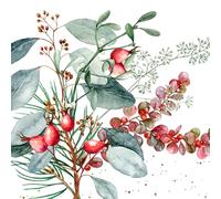 Lot de 20 Serviettes de Table en Papier avec Motif Fleurs Naturelles sur Cynorrhodon 33 x 33 cm