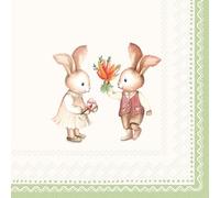 Lot de 20 serviettes de table en papier avec motif lapin de Pâques et carottes Convient également pour le découpage et la technique des serviettes 33 x 33 cm