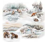 Lot de 20 serviettes de table en papier avec motif : renard, loup, cerf, ours. Convient également pour le découpage et la technique du découpage 33 x 33 cm