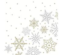 Lot de 20 serviettes de table en papier Motif flocons et pois 33 x 33 cm