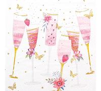 Lot de 20 Serviettes de Table en Verre Rose - Serviette Anniversaire - Enterrement de Vie de Jeune Fille - Décoration de Table - Decoupage - Technique de Serviettes 33 x 33 cm