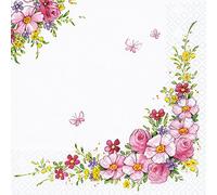 Lot de 20 serviettes de table - Jolies fleurs / printemps - 33 x 33 cm