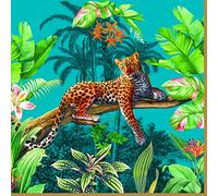 Lot de 20 serviettes de table léopard reposé dans la jungle - Animaux - Décoration de table - Découpage - Technique de serviette 33 x 33 cm