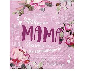 Lot de 20 serviettes de table Maman Manager | Décoration de table | Decoupage | Technique de serviettes 33 x 33 cm