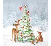 Lot de 20 serviettes de table Motif animaux de la forêt Décoration de table Idéal également pour le découpage et la technique des serviettes 33 x 33 cm