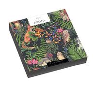 Lot de 20 serviettes de table Motif animaux de la forêt sur feuilles vertes 33 x 33 cm
