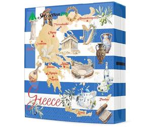 Lot de 20 serviettes de table Motif : belles faces de la Grèce Serviettes en papier pour l'été et fêtes grecques Convient aussi pour découpage 33 x 33 cm
