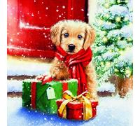 Lot de 20 serviettes de table motif chien aux cadeaux - Animaux - Noël - 33 x 33 cm