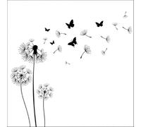 Lot de 20 serviettes de table motif fleurs dans le vent - Noir et blanc - Fleurs - Printemps, été - Décoration de table 33 x 33 cm