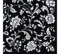 Lot de 20 serviettes de table Motif fleurs Noir/blanc/ornements 33 x 33 cm