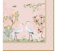 Lot de 20 serviettes de table Motif grues au paradis rose | Asie | Animaux | Décoration de table | Decoupage | Technique de serviette 33 x 33 cm