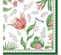 Lot de 20 serviettes de table Motif plantes exotiques avec feuilles Convient également pour le découpage et la technique des serviettes 33 x 33 cm