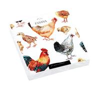 Lot de 20 serviettes de table Motif poules et poussins heureux - Décoration de table - Découpage - Technique de serviette - 33 x 33 cm