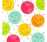 Lot de 20 serviettes de table Motif smileys joyeux | Décoration de table | Decoupage | Technique de serviette 33 x 33 cm