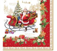 Lot de 20 serviettes de table nostalgique Père Noël | Santa | Hiver | Noël | Décoration de table | Decoupage | Technique de serviette 33 x 33 cm