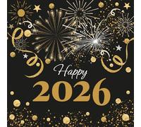 Lot de 20 serviettes de table Nouvel An - L'année 2026 en tant que décoration de table. Serviettes en papier avec motif pour le réveillon du Nouvel An 2026 - Feux d'artifice de changement d'année