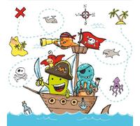 PAPSTAR 88610 Lot de 20 serviettes en papier 3 plis Pliage 1/4 33 x 33 cm Pirate Crew Serviettes décoratives pour anniversaire