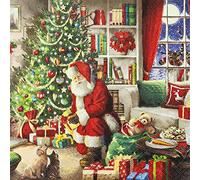 Lot de 20 serviettes de table pour Père Noël - Avec diligence - Cadeau - Père Noël - Décoration de table - Decoupage - Technique de serviette 33 x 33 cm