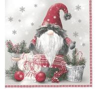 Lot de 20 serviettes de toilette en fourrure - Gnom - Nain - Hiver - Noël - Décoration de table - 33 x 33 cm