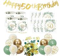 Lot de 20 serviettes décoratives pour 50e anniversaire - 12 pièces Happy 50th Birthday - Photophore - Guirlande de ballons et confettis pour 50 ans - Décoration d'anniversaire pour femme et homme