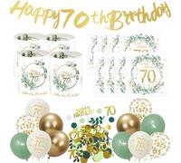 Lot de 20 serviettes décoratives pour 70e anniversaire - 12 pièces Happy 70th Birthday - Photophore - Guirlande de ballons et confettis pour 70 ans - Décoration d'anniversaire pour femme et homme