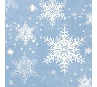 Lot de 20 serviettes d'hiver en papier avec motif Cristaux de neige sur fond bleu clair 33 x 33 cm Convient également pour le découpage et la technique des serviettes