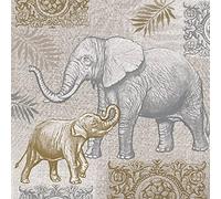 Lot de 20 serviettes en forme d'éléphants doré/argenté | Animaux | Afrique | Inde | Décoration de table 33 x 33 cm