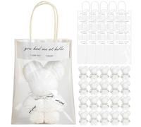 Lot de 20 serviettes en forme d'ours, 12 x 12 pouces, douces et mignonnes, avec sac exquis pour mariage, remise de diplôme, Saint-Valentin, anniversaire, blanc