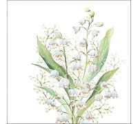 Lot de 20 serviettes en papier, 33 x 33 cm, 3 couches, durables et de qualité supérieure, jetables, avec muguet, pour printemps, mariage, anniversaire, jardin, fête des mères, décoration de table