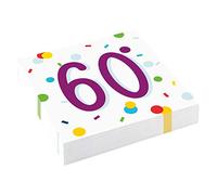 Amscan Serviettes en papier Confettis 60e anniversaire 33 cm Lot de 20