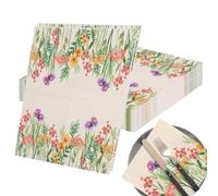 Lot de 20 serviettes en papier à motif floral - Résistantes à la déchirure pour une bonne absorption de l'eau - Motif fleurs sauvages