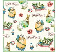 Lot de 20 serviettes en papier Ambiente - Bannière de Pâques - Décoration de table avec motif également pour fête ou découpage - 33 x 33 cm