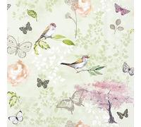 Lot de 20 serviettes en papier Ambiente - Oiseaux et papillons - Décoration de table avec motif également pour fête ou découpage - 33 x 33 cm