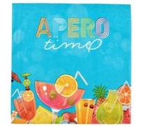 Lot de 20 Serviettes en Papier "Apéro" 33x33cm Bleu Bleu G