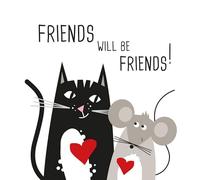 Lot de 20 serviettes en papier avec motif amitié de chat et souris Idéal également pour le découpage et la technique des serviettes 33 x 33 cm